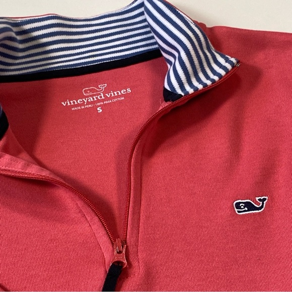 Vineyard Vines salmon pink 1/3 zip pullover cotton sweatshirt Size S - Picture 4 of 12